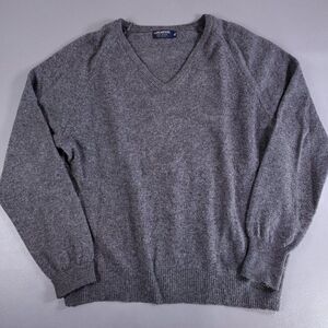 Vtg Puritan 100% Lambswool Sweater Mens XL Gray Pullover V Neck Made in USA